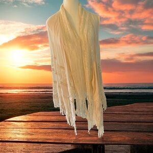 Cream Scarf Elegant Wrap Accessory